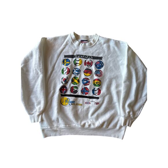 Vintage Tennis Memphis Racquet Club USA Made Hanes White L Crewneck - Picture 1 of 9